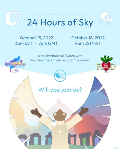 22 Twitch Streamers, 24 hours. Later today I’ll be taking part in the biggest collaboration of <a href="/thatskygame/">Sky: Children of the Light</a> streamers. So exciting.