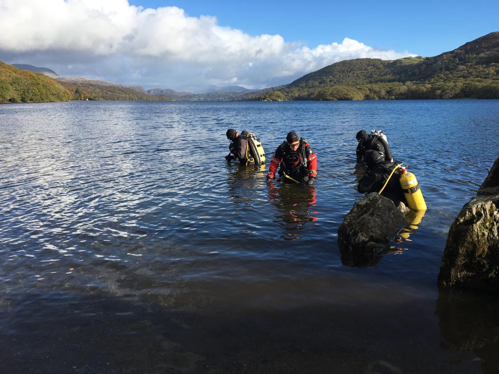 Six go diving in Coniston! Beautiful weather for diving in the lakes.