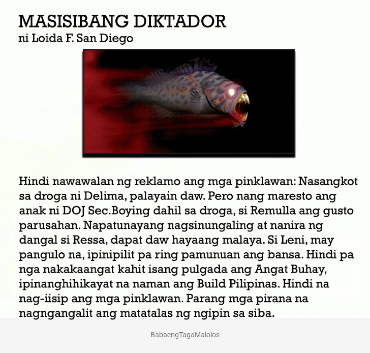 Si Leni, may pangulo na, ipinipilit pa ring pamunuan ang bansa. Hindi pa nga nakakaangat kahit isang pulgada ang Angat Buhay, ipinanghihikayat na naman ang Build Pilipinas. Hindi na nag-iisip ang mga pinklawan. Parang mga pirana na nagngangalit ang matatalas ng ngipin sa siba.