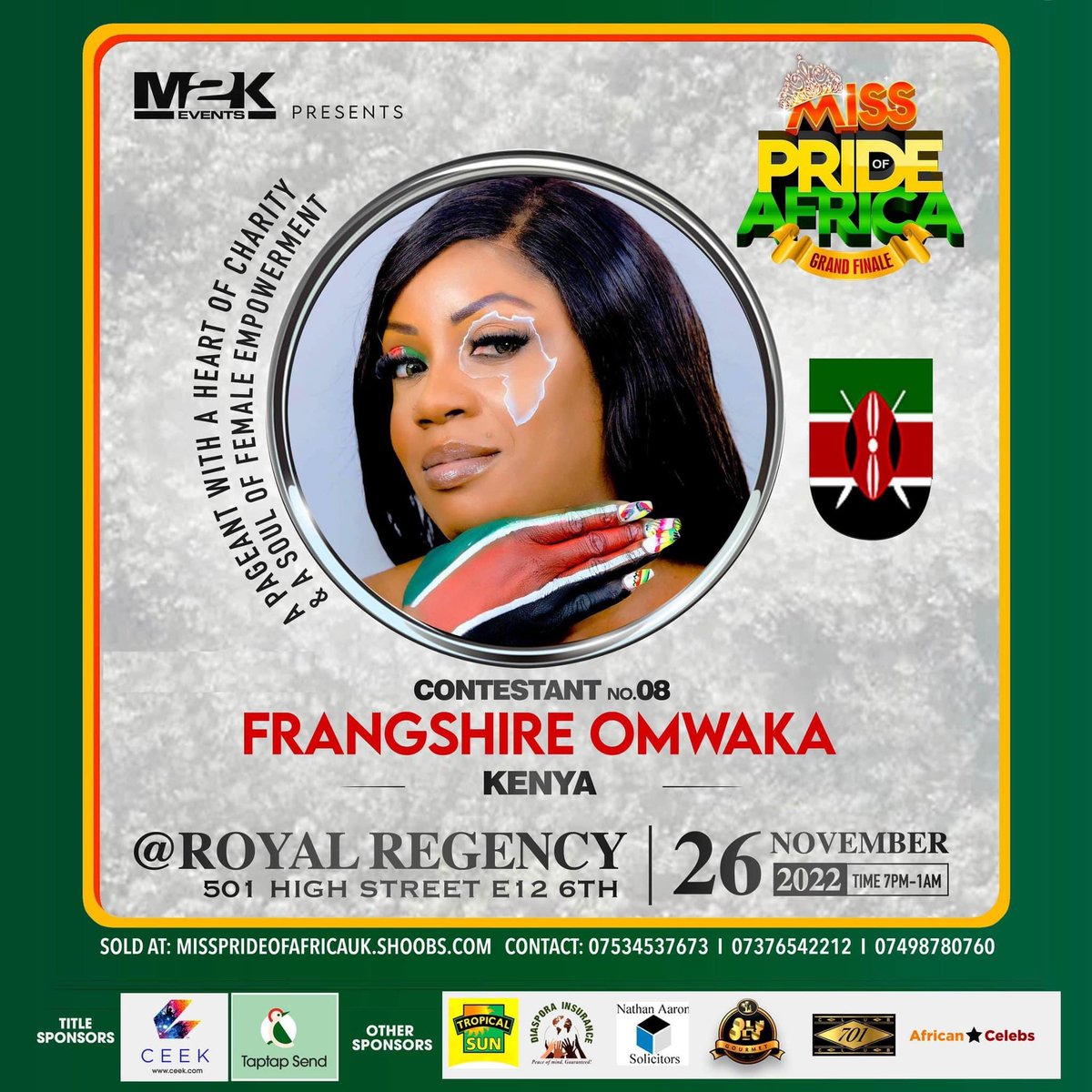 missprideAfrica's tweet photo. Meet Miss Pride Of Africa UK 2022 Contestant No.8 FRANGSHIRE OMWAKA
REPRESENTING:- KENYA

The African Map On Her Face And Country Flag Colours On Her Hand Represent Her Respective Country Kenya As She Takes Pride In Who She Is And Where She Comes From (AFRICA) https://t.co/1hLjoy9aNZ