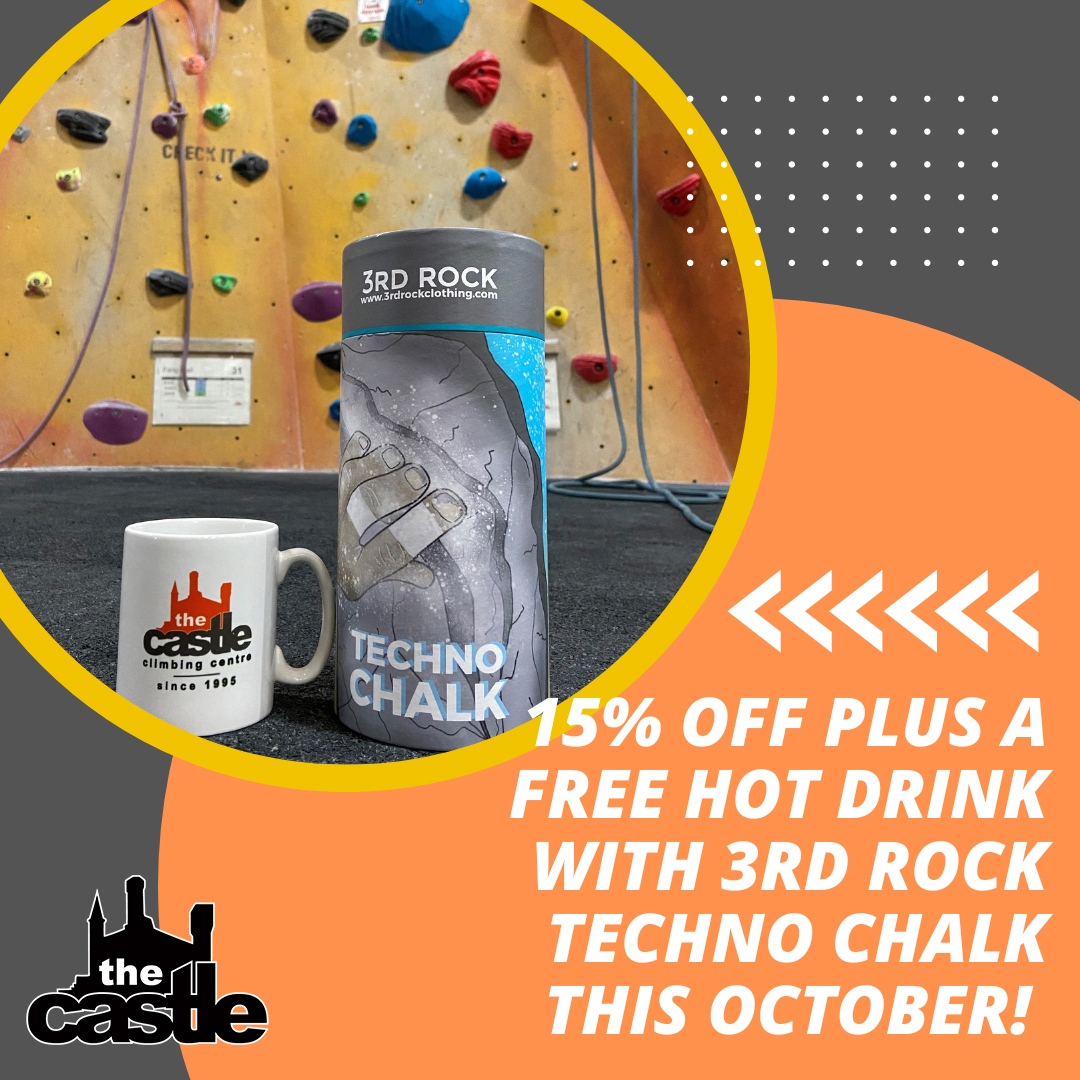 Save 15% AND get a free hot drink when you choose sustainable chalk in October. Techno Chalk is3RD Rock's eco-friendly chalk which loses nothing in performance for being sustainably sourced – and it’s not just the chalk itself, but the packaging too. 

l8r.it/nnxV