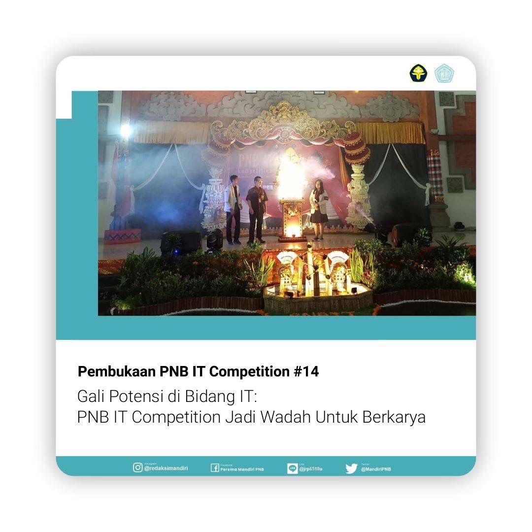 MandiriPNB's tweet photo. Gali Potensi di Bidang IT: PNB IT Competition Jadi Wadah Untuk Berkarya

Halo Sobat Mandiri! 

Jumat (14/10/2022), Himpunan Mahasiswa Jurusan (HMJ) Teknik Elektro KBM PNB yang dilaksanakan di gedung Widya Padma PNB. https://t.co/HrruoxCAvA