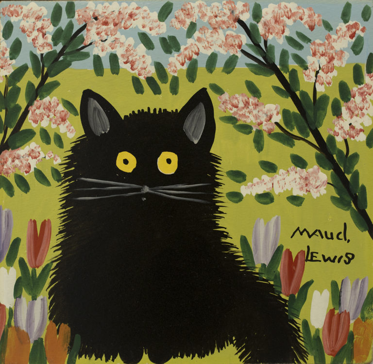 womensart1's tweet image. Canadian folk art artist Maud Lewis, One black cat, 1964 #WomensArt