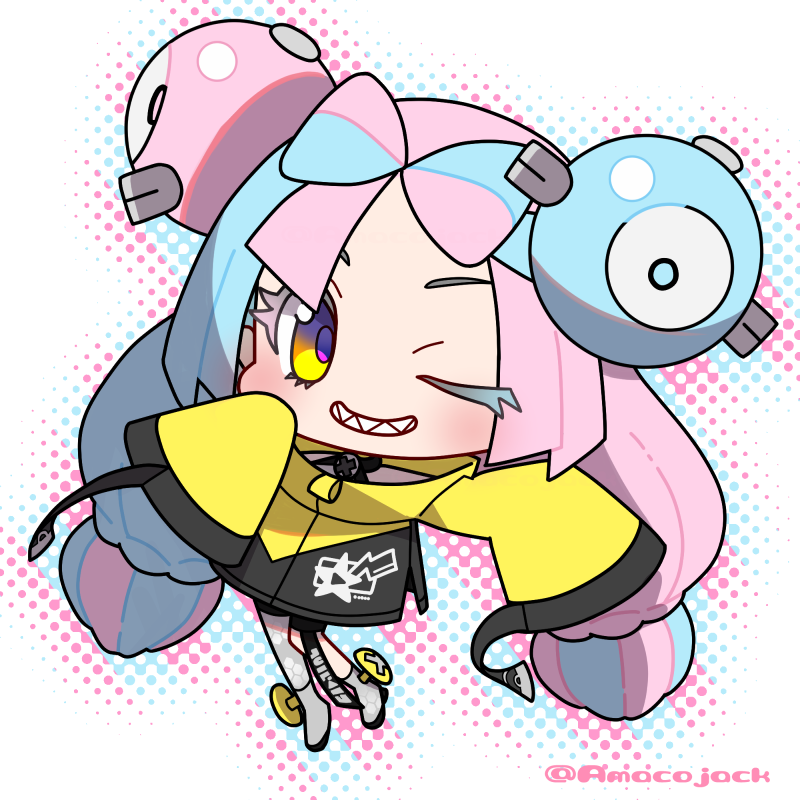 iono (pokemon) 1girl sharp teeth teeth yellow jacket sleeves past fingers jacket solo  illustration images