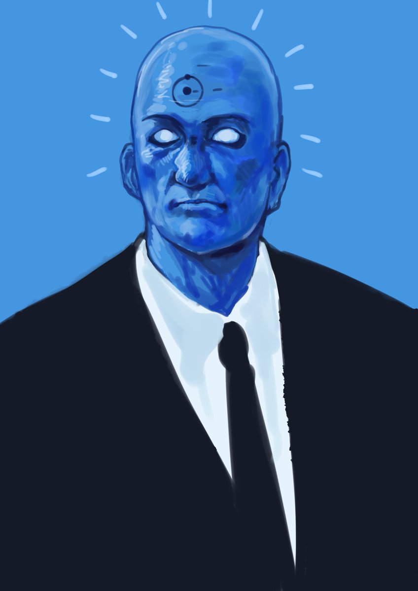 solo 1boy male focus blue theme bald necktie formal  illustration images