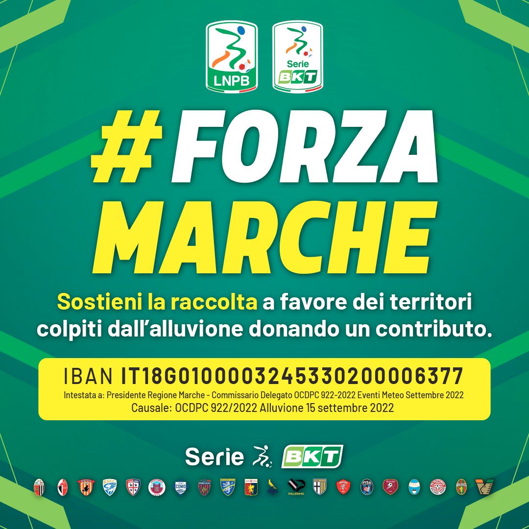 TernanaOfficial's tweet photo. La @Lega_B e i 20 Club associati lanciano la campagna #ForzaMarche, per sostenere le popolazioni dei territori colpite dall’alluvione.
Unisciti anche tu, vai sul sito https://t.co/DWPP0Hb4fP e scopri come poter dare il tuo contributo! #ForzaMarche”. https://t.co/lhBwYHnH2Y