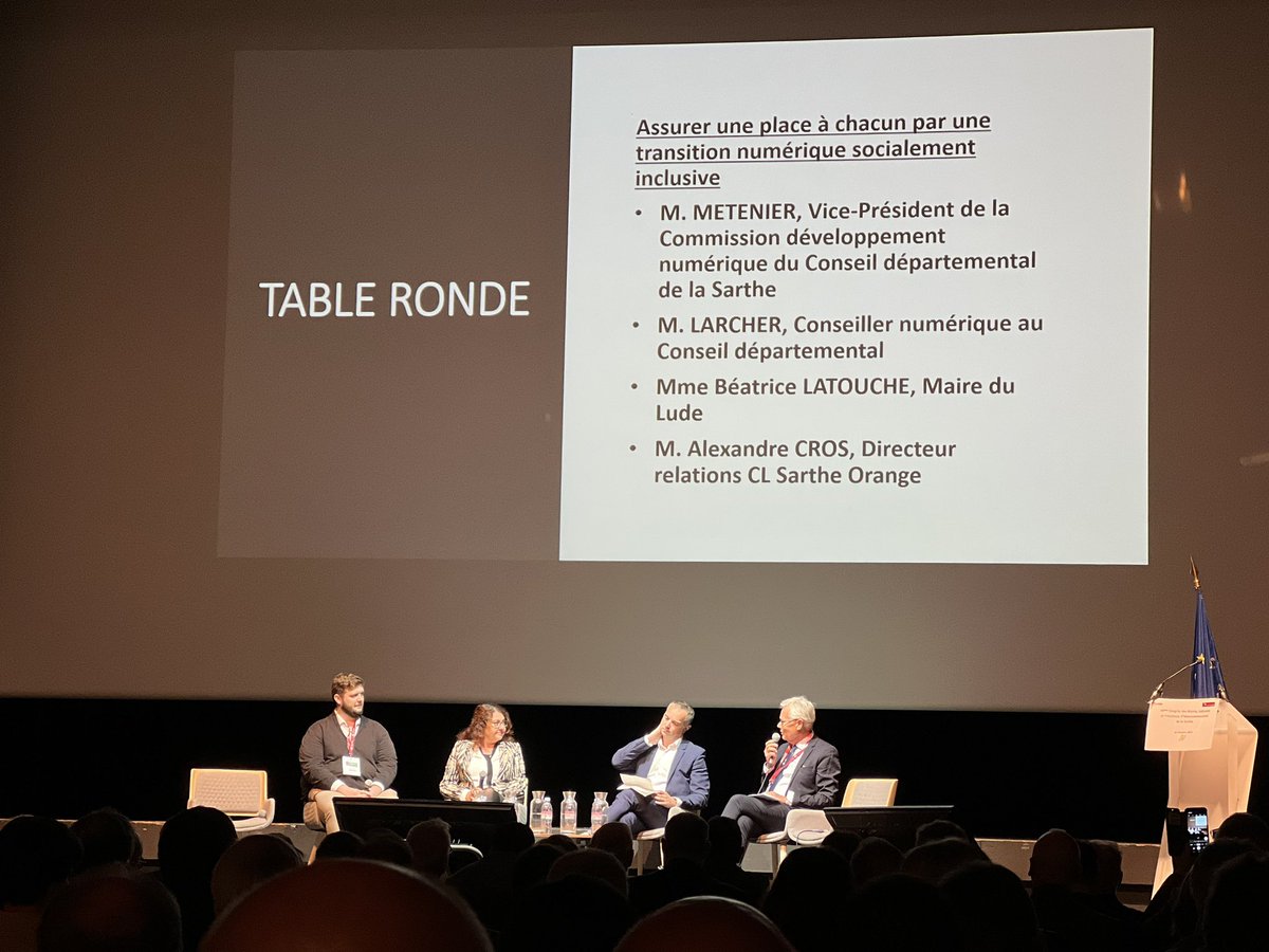 Ravi d intervenir sur le sujet de l inclusion numérique au congrès <a href="/ASSOMAIRES72/">Association des Maires de la Sarthe</a> au <a href="/ofcourselemans/">Of course Le Mans</a> <a href="/OrangePaysLoire/">OrangePaysdelaLoire</a> pleinement engagé sur cet enjeu #orangedigitalcenter