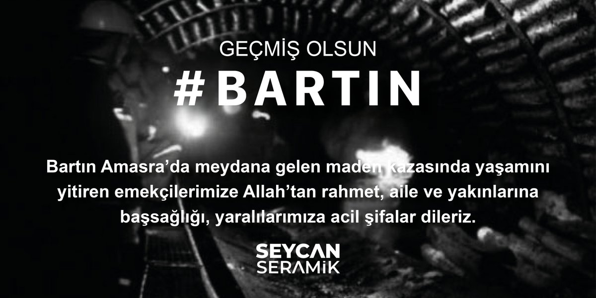Geçmiş olsun BARTIN. Bartın Amasra’da meydana gelen maden kazasında yaşamını yitiren emekçilerimize Allah’tan rahmet, aile ve yakınlarına başsağlığı, yaralılarımıza acil şifalar dileriz.
#GecmisOlsunBartın #bartin #bartinamasra
