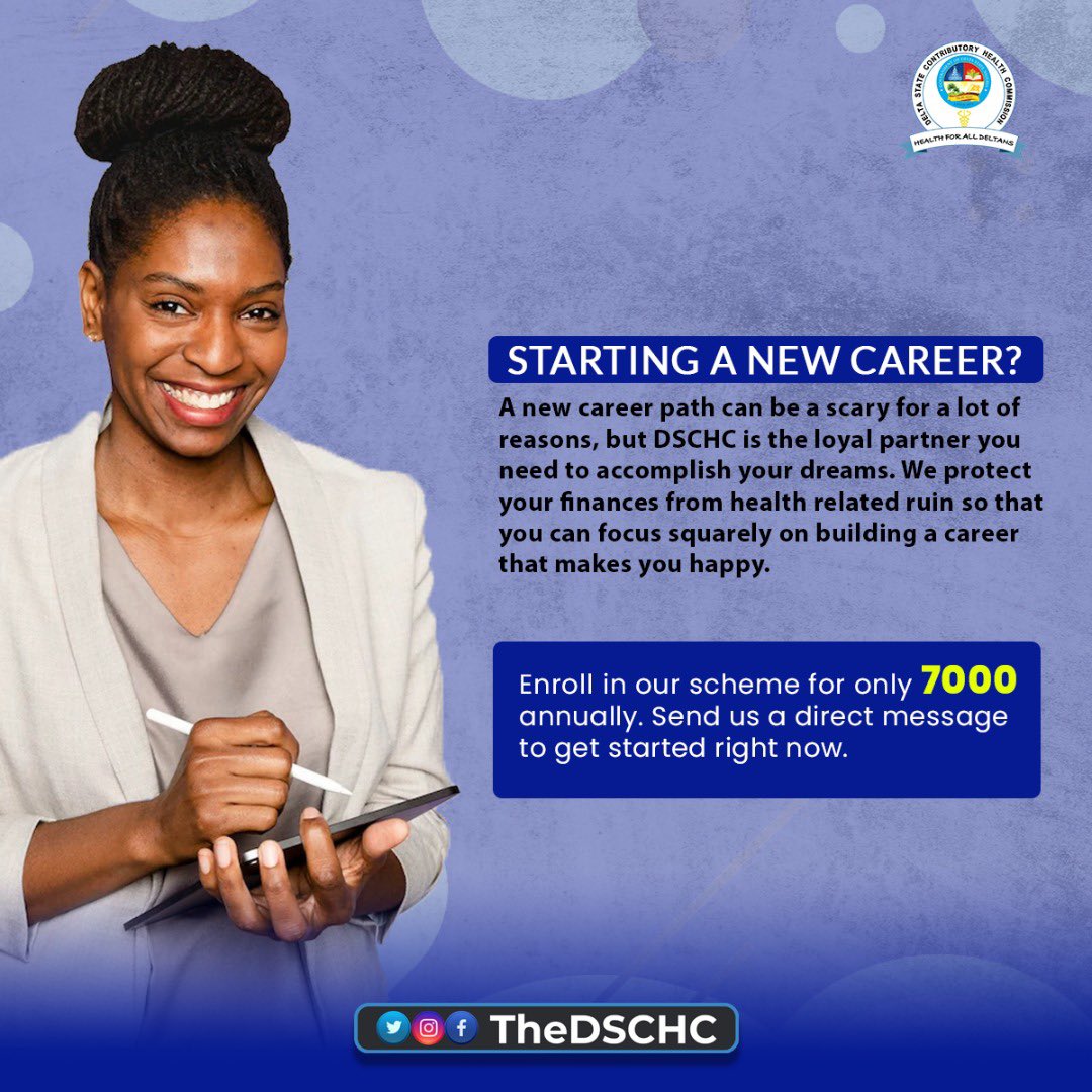 thedschc's tweet photo. Register With Us Today, Your Health Is Our Priority.
-
#healthinsurance #healthylifestyle #deltastate #dschc #instagood #life #dsgovernment #healthyliving #selfcare #dschc222 #healthcare https://t.co/Oq9SCxq7AY