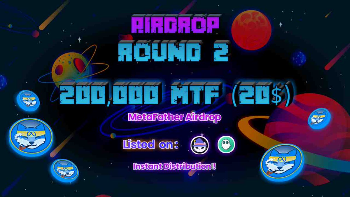 🔥 MetaFather $800,000 Airdrop! 🔥

💎 Reward: 200,000 MTF (~$20)
🚀 Referral: 200,000 MTF (~$20)

☑️ Airdrop is for all participants

🔗 Participate in our Airdrop: t.me/MetaFatherAird…

📊 Market: SpookySwap | SpiritSwap