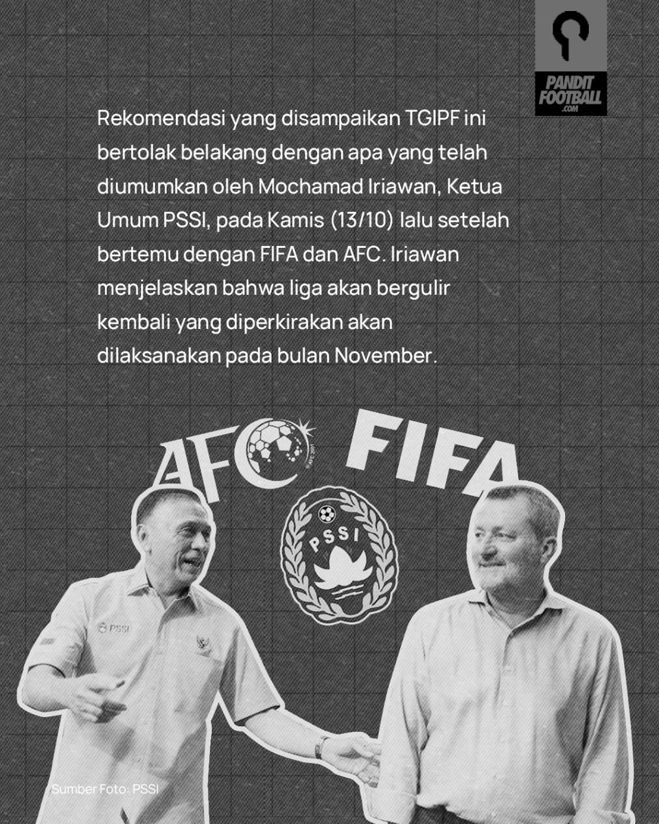 panditfootball's tweet photo. Pemerintah tidak akan memberikan izin bergulirnya liga jika PSSI belum melakukan perubahan dan kesiapan dalam mengelola liga.

Sebelum itu, PSSI telah mengatakan jika liga diperkirakan akan berjalan pada tanggal 25 - 26 November 2022. https://t.co/oYYtX46QvQ