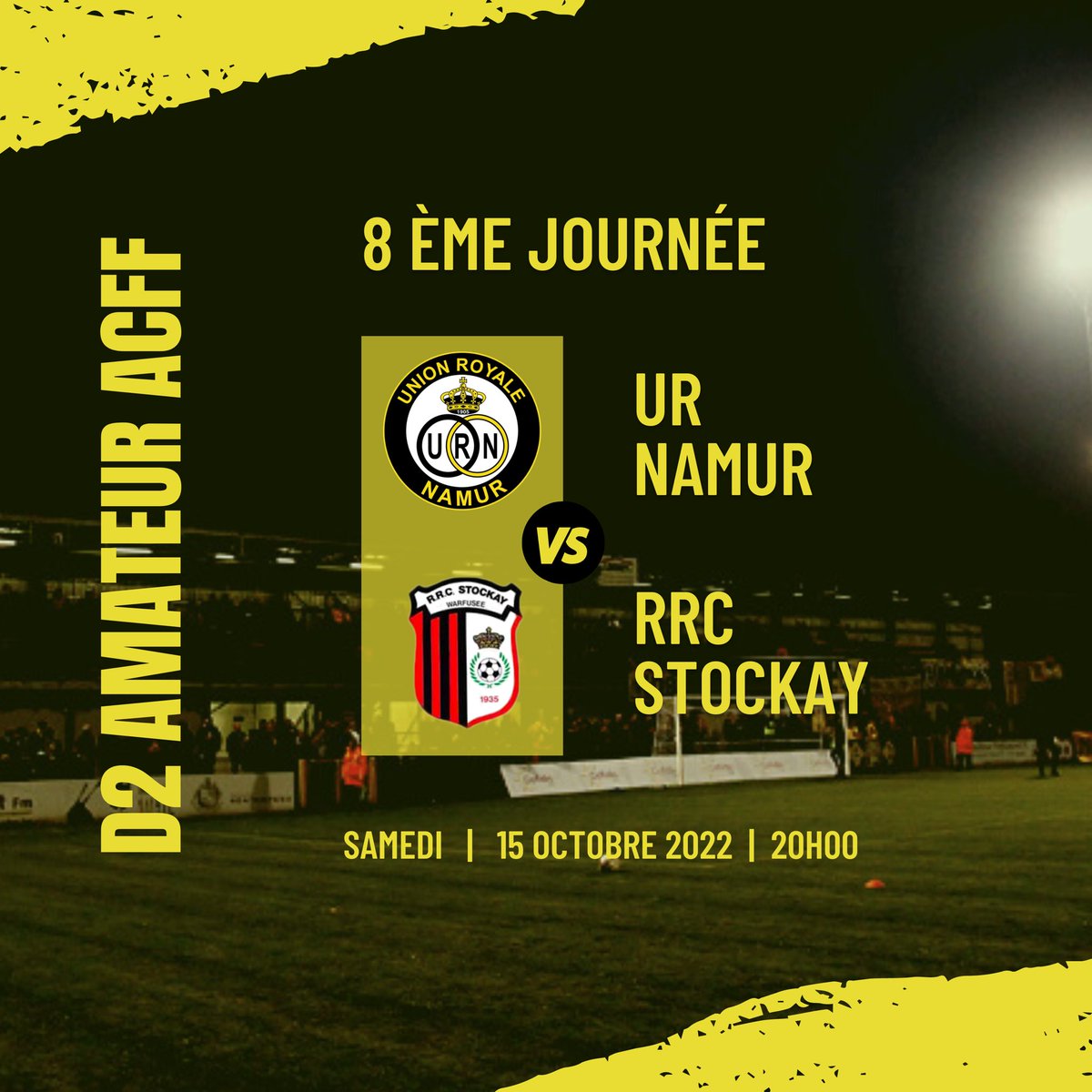 ☑️ MATCH DAY
⚽️ #URNSTO
🏆 D2 amateur ACFF - 8 ème journée 
🆚 RRC Stockay-Warfusée
🕐 20h00 
📍 Stade des Bas-près