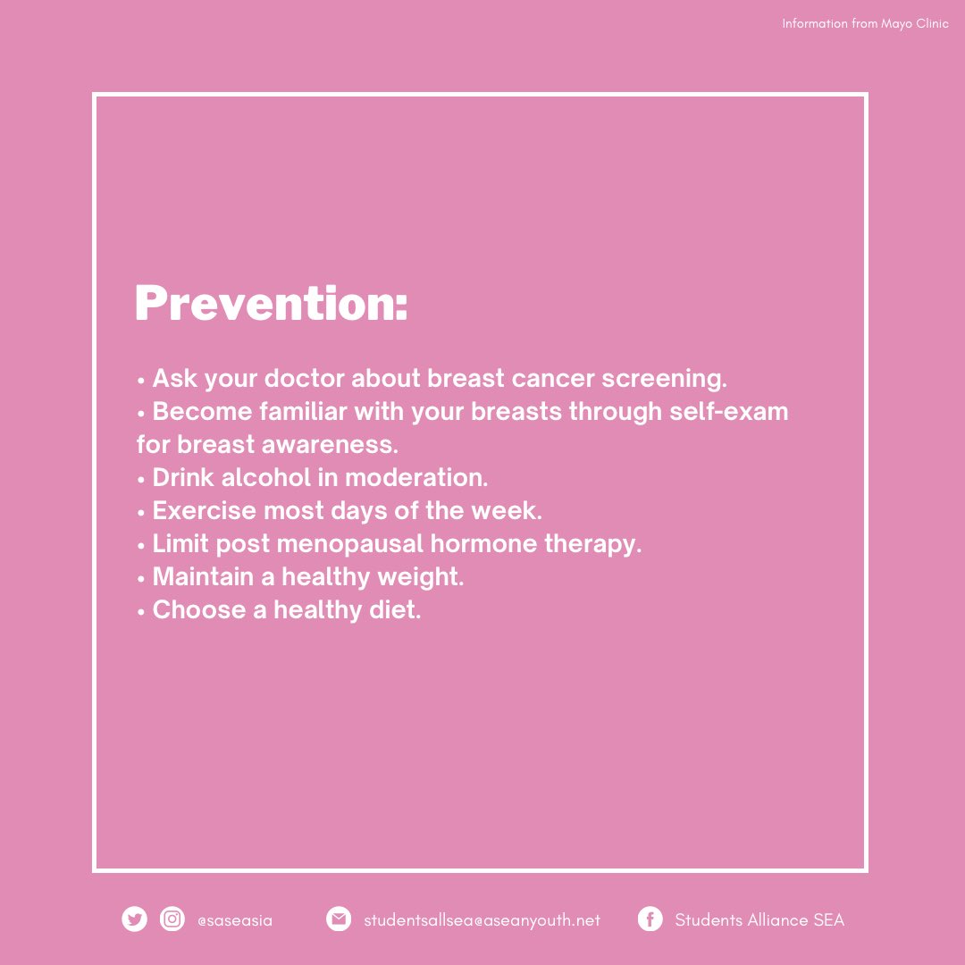 saseasia's tweet photo. October is Breat Cancer Awareness Month
see pictures to know the symptoms and prevention for breast cancer
#sasea #BreastCancerAwarenessMonth https://t.co/nVUJLl0owF