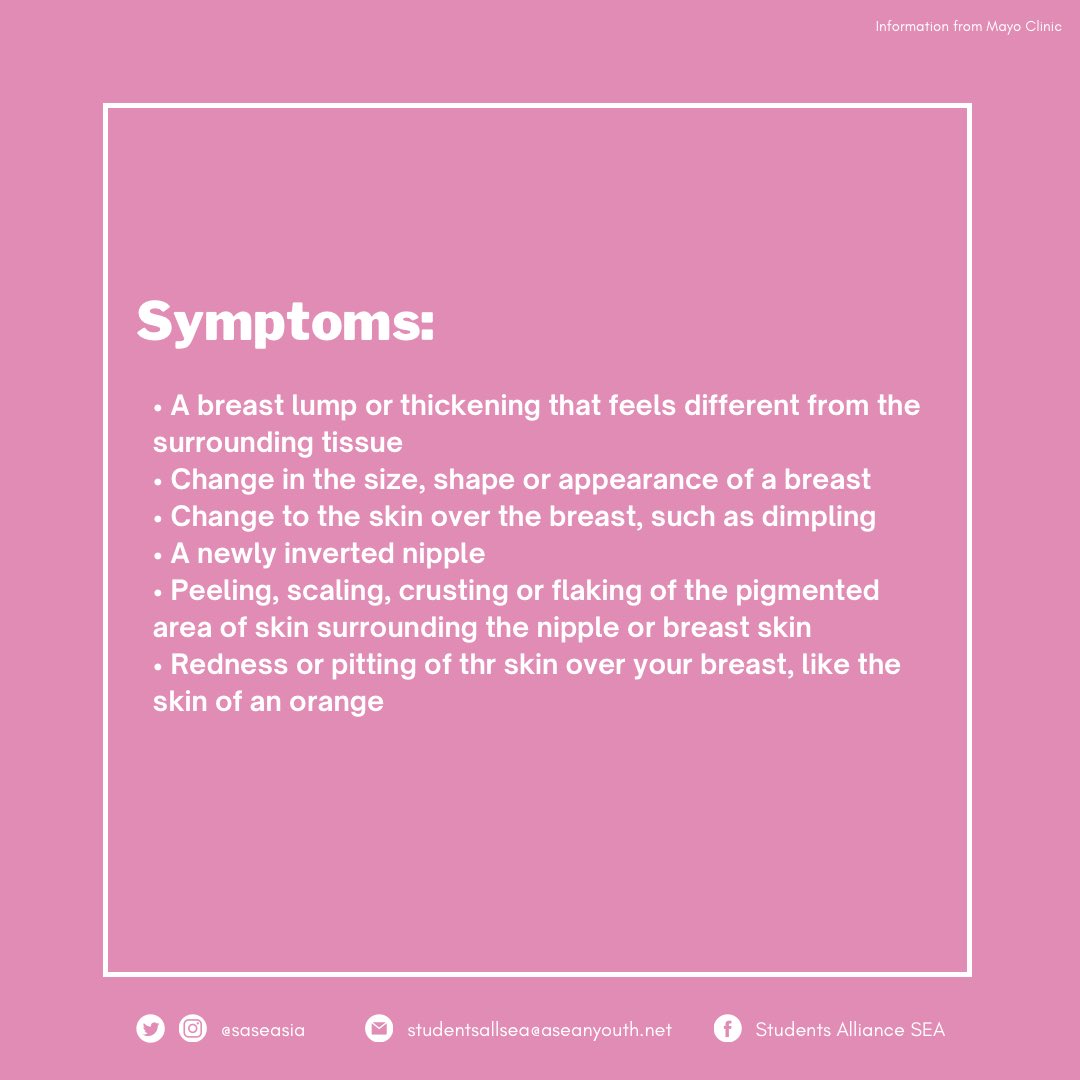 saseasia's tweet photo. October is Breat Cancer Awareness Month
see pictures to know the symptoms and prevention for breast cancer
#sasea #BreastCancerAwarenessMonth https://t.co/nVUJLl0owF