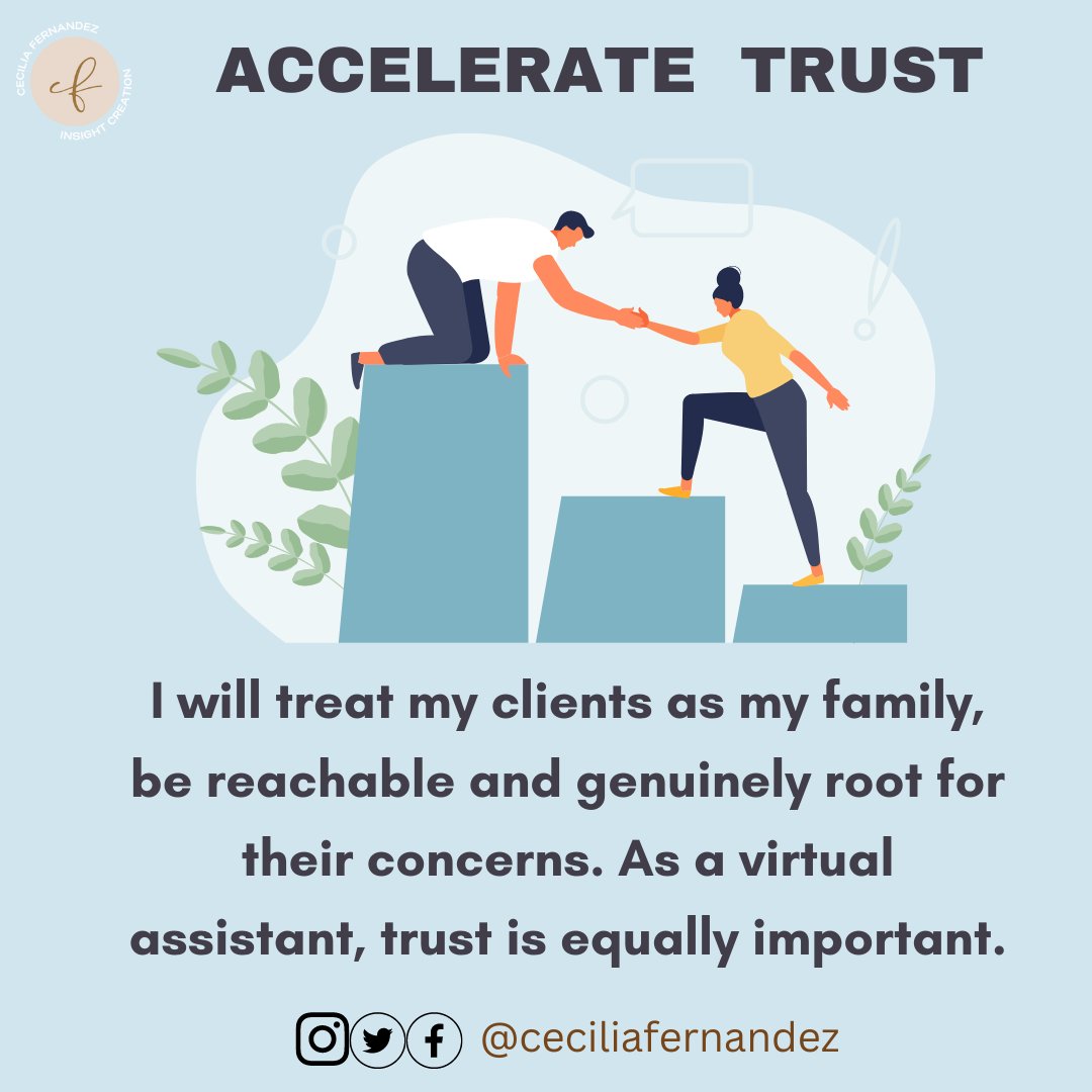 CecillFernandez's tweet image. I believe that trust is the foundation of any relationship. I'm here to help you build that trust with your customers, so they feel confident in your services and know they can count on you.🤝

#DependableVirtualAssistant
#DICTdigitaljobsph
#VirtualAssistance