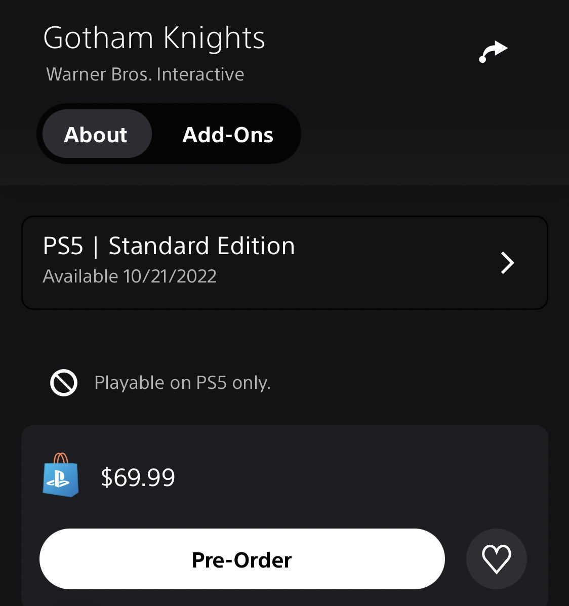 PMS_Jordan's tweet photo. Not only is #GothamKnights 30fps on PS5/XSX, but they have the nerve to charge $70 for it. The PC version which doesn’t have a 30fps cap is only $60…Console peeps are getting screwed over by these devs. 🥴 https://t.co/UAtbPsCJrb