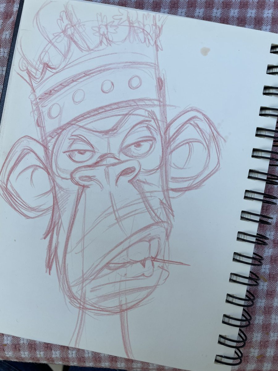 In the past year I don’t think a day has gone by without me drawing apes. HUD and King this morning. GM to that. #breakfastdoodle @therealkingship