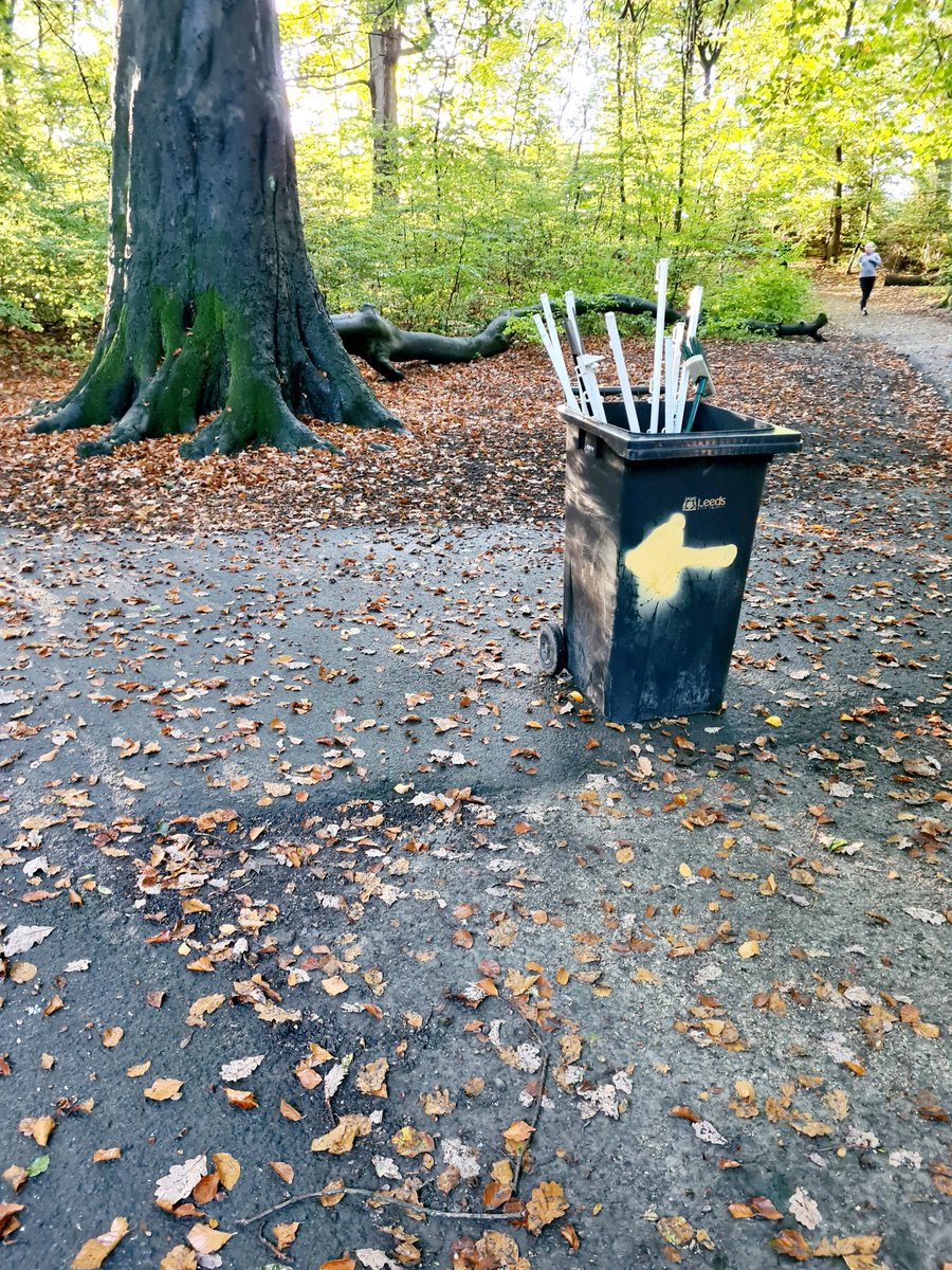 ItsUmaNature's tweet photo. First time at @middletonwoods Parkrun. Mostly 30:30 - more walking up hills to catch my breath! Found a fellow Jeffer too which helped with motivation 🤩 love the wheelie bin for sign storage that was also a sign itself! 😆 Parkrun 33 for me 👟 https://t.co/m75ipMdPda