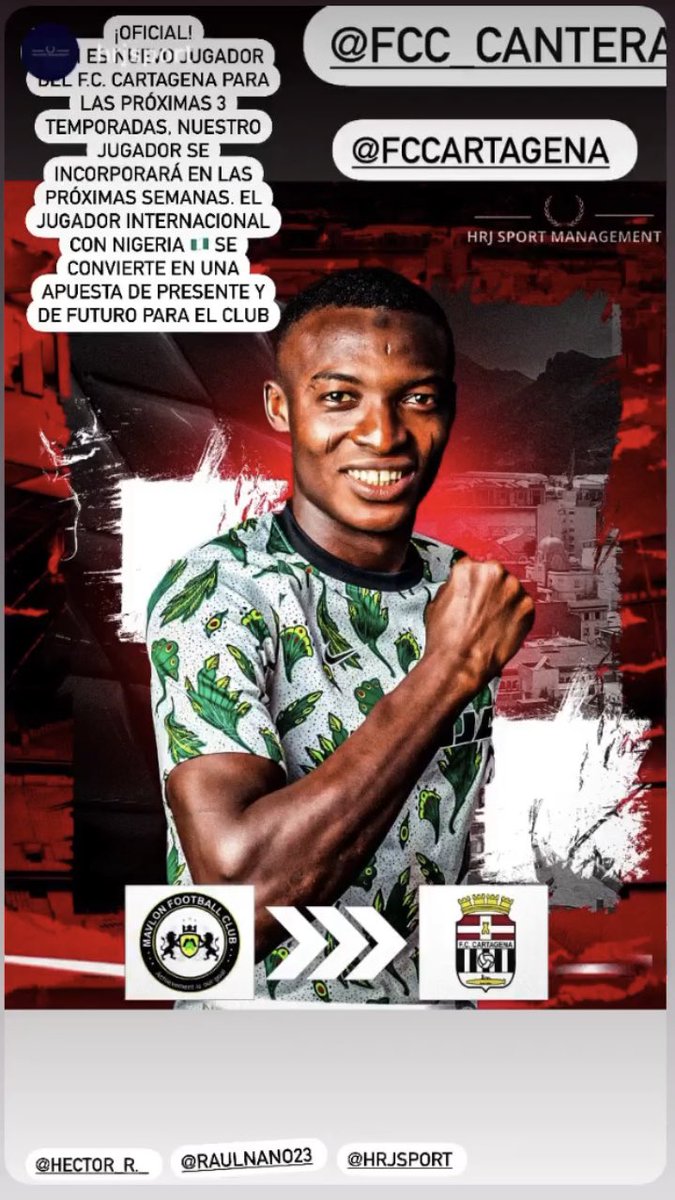 HrjSport's tweet image. Oficial: “ Beji es nuevo jugador del F.C. Cartagena para las próximas 3 temporadas, nuestro jugador se incorporará al club en las próximas semanas. El jugador internacional con Nigeria 🇳🇬 se convierte en una apuesta de presente y futuro para el club “ Mucha Suerte 🍀