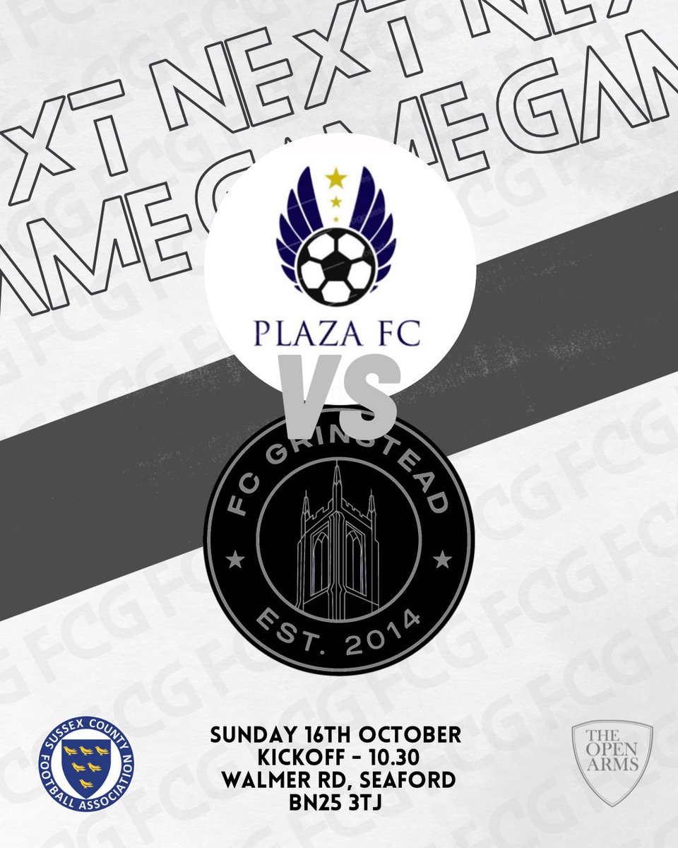 FCGrinstead's tweet image. NEXT UP!

Plaza FC
🏆 SSL / Roy Terrington Trophy
🗓 16/10/22
⏰ 10:30am
📍 Walmer Rd, BN25 3TJ

First round of the Roy Terrington Trophy tomorrow, away at Plaza