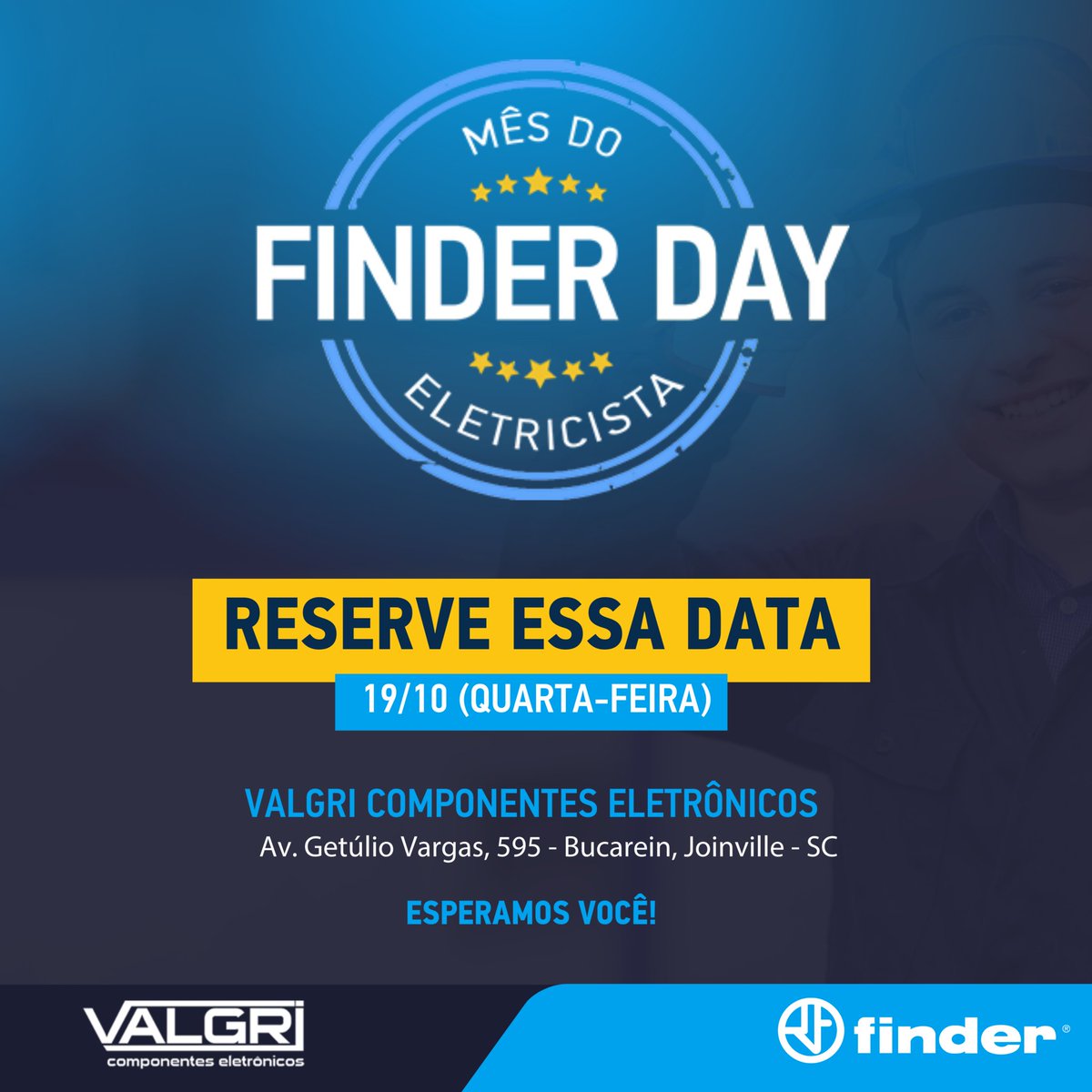 finderbrasil's tweet photo. Amanhã tem #FinderDay nos nossos distribuidores @eletrocontroles de #Londrina, @gmcautomacao de #SãoPaulo, @valgrieletronicos de #Joinville e @lojaeletricaltda #BeloHorizonte
#elétrica #eletricidade #eletricista #MesdoEletricista #materialelétrico #relé #FinderBrasil https://t.co/YESKAj1KzM