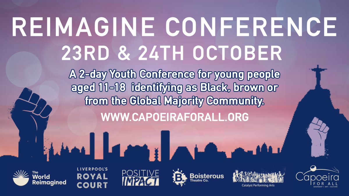 Writing on the Wall (@wowfest) on Twitter photo Inspired by racial justice and the fight for equality?
If you're aged 11-18 & identify as part of the Global Majority community, join <a href="/CapoeiraForAll/">Capoeira for All</a>'s creative activist space for workshops, performances & discussions
📍<a href="/RoyalCourtLiv/">Royal Court Liverpool</a>
📅23rd-24th Oct
ow.ly/K6XT50La7kY Inspired by racial justice and the fight for equality?
If you're aged 11-18 & identify as part of the Global Majority community, join <a href="/CapoeiraForAll/">Capoeira for All</a>'s creative activist space for workshops, performances & discussions
📍<a href="/RoyalCourtLiv/">Royal Court Liverpool</a>
📅23rd-24th Oct
ow.ly/K6XT50La7kY
