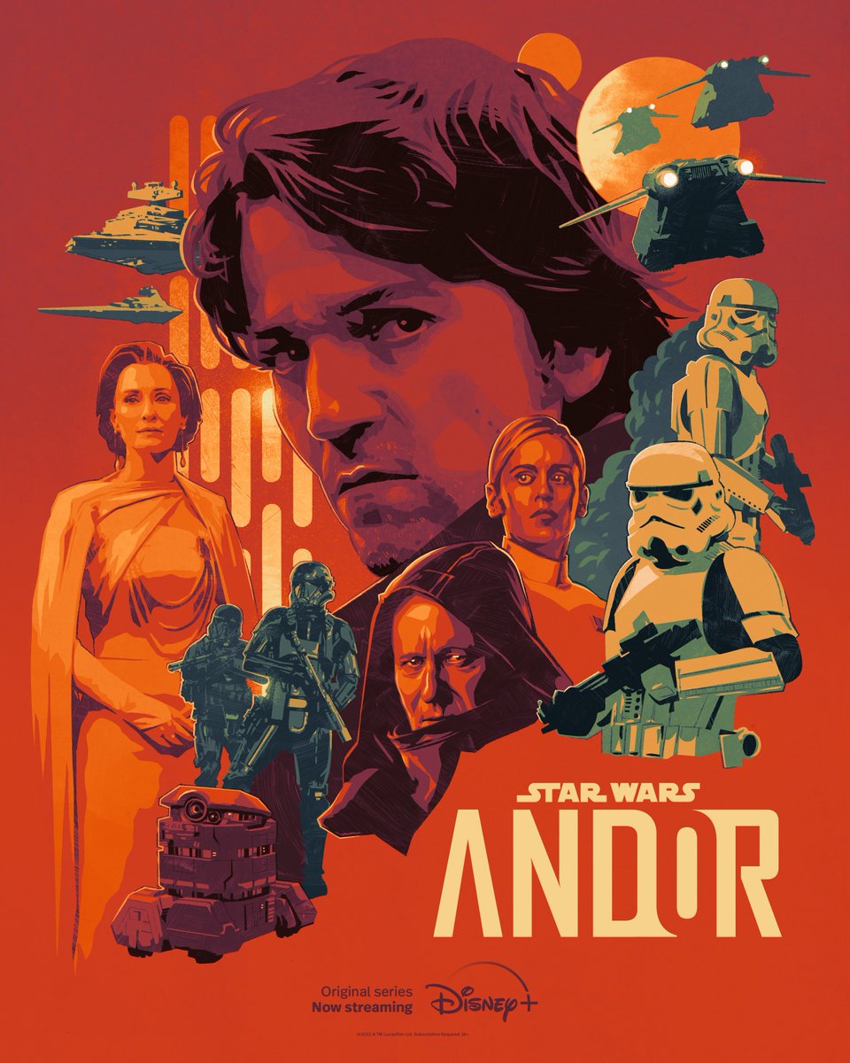 StarWarsUK's tweet photo. Check out the latest #Andor poster from @jemhpward, part of our collection from local artists celebrating the new Star Wars Original series!

#Andor is now streaming on @DisneyPlusUK. https://t.co/q6MC0ipXiP