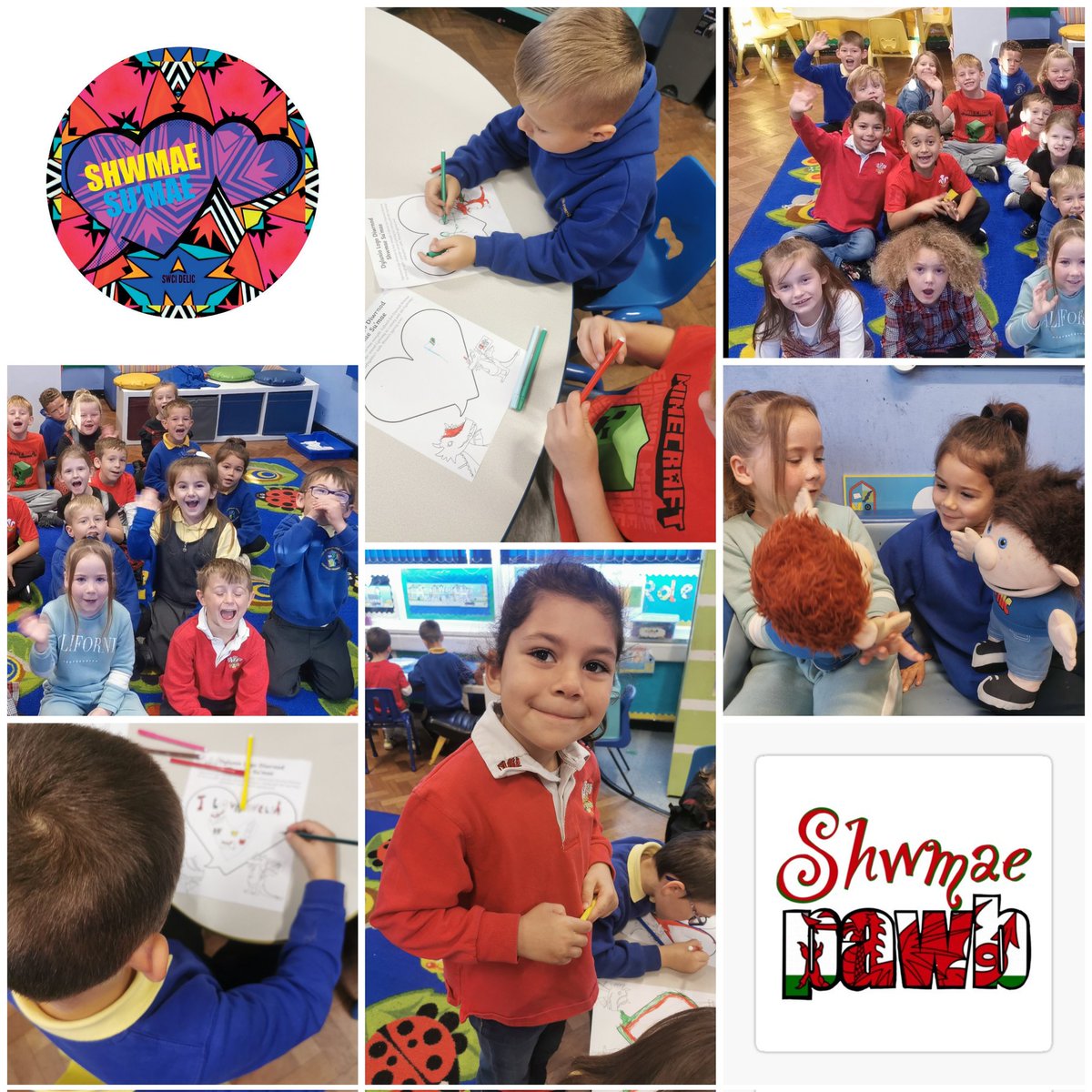 portmeadp's tweet photo. Year 2 enjoyed Shwmae day. β€οΈπ€ππ We did many activities which included singing, games, designing a Welsh logo and speaking in Welsh with othersπ΄σ §σ ’σ ·σ ¬σ ³σ Ώπ’. #pmdpy2 #pmdpcym https://t.co/aBVm2DTEM7