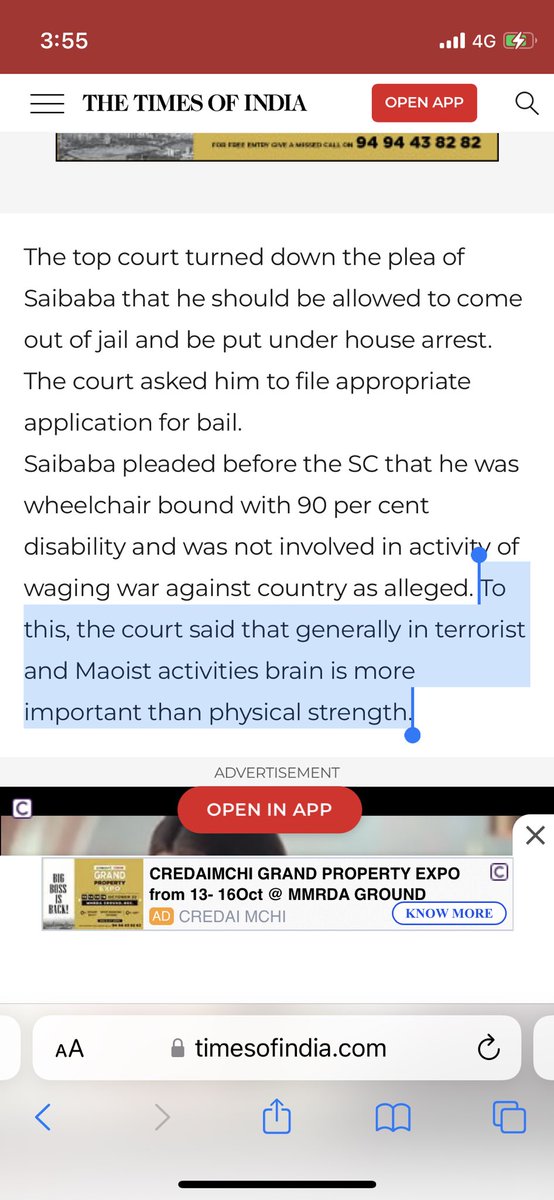 The charges against #GNSaibaba include serious ones under the stringent UAPA in #BhimaKoregaonCase & #ElgarParishad including alleged plot to k!ll PM Modiji 

🙏🙏SC for noting that physical handicap doesn’t matter as it’s the BRAIN that’s important