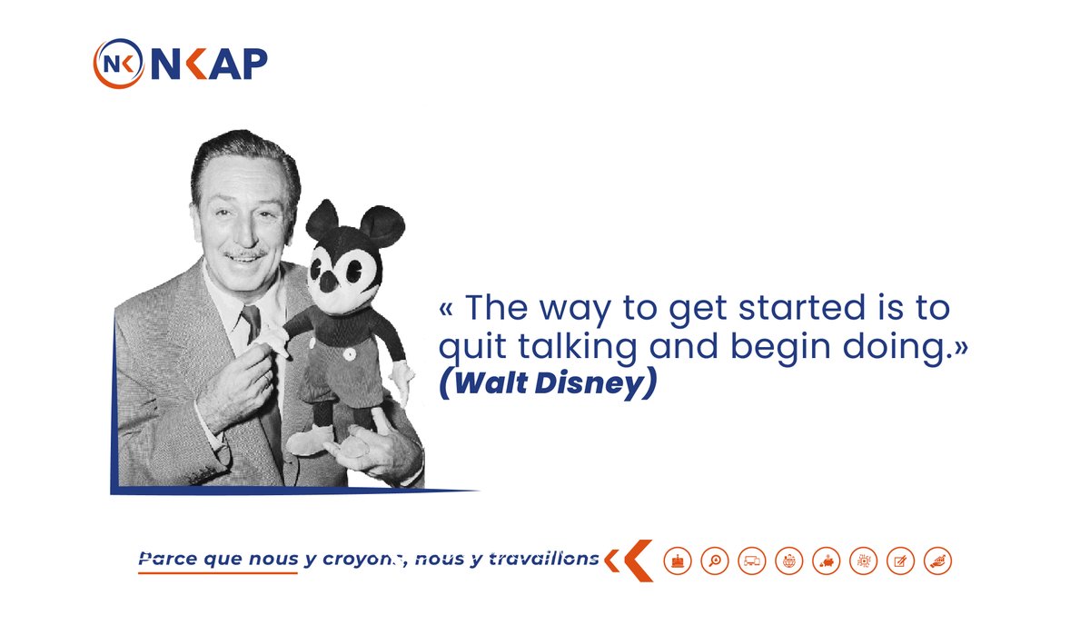 nkapsarl's tweet photo. «The way to get started is to quit talking and begin doing.»
 (Walt Disney)
Excellent weekend à vous 😍
🤳 https://t.co/IcwDP5h0P4
📩 Info@nkap.fr
🌐 https://t.co/F64lhIgJCS
   -------
#formations #études #école #Nkap
#développeurweb #marketingdigital 
#DevOps #community https://t.co/hNeCnZKObF