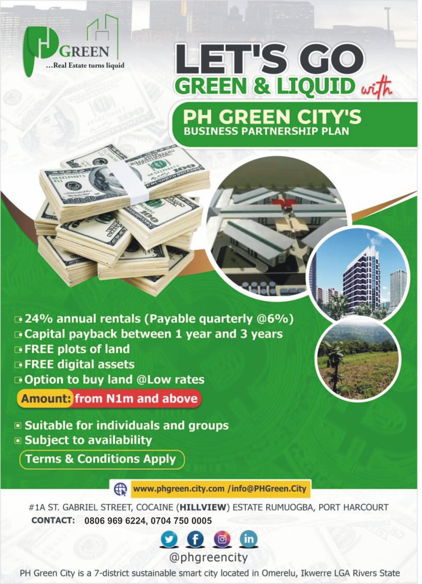 GraceOPromise's tweet photo. Business partnership Plan ( BPP )

It is a unique package that enables you to earn 24% annually ( payable @ 2% monthly ) for 1 - 2 years with bankable guarantee. https://t.co/w07bxrThqD