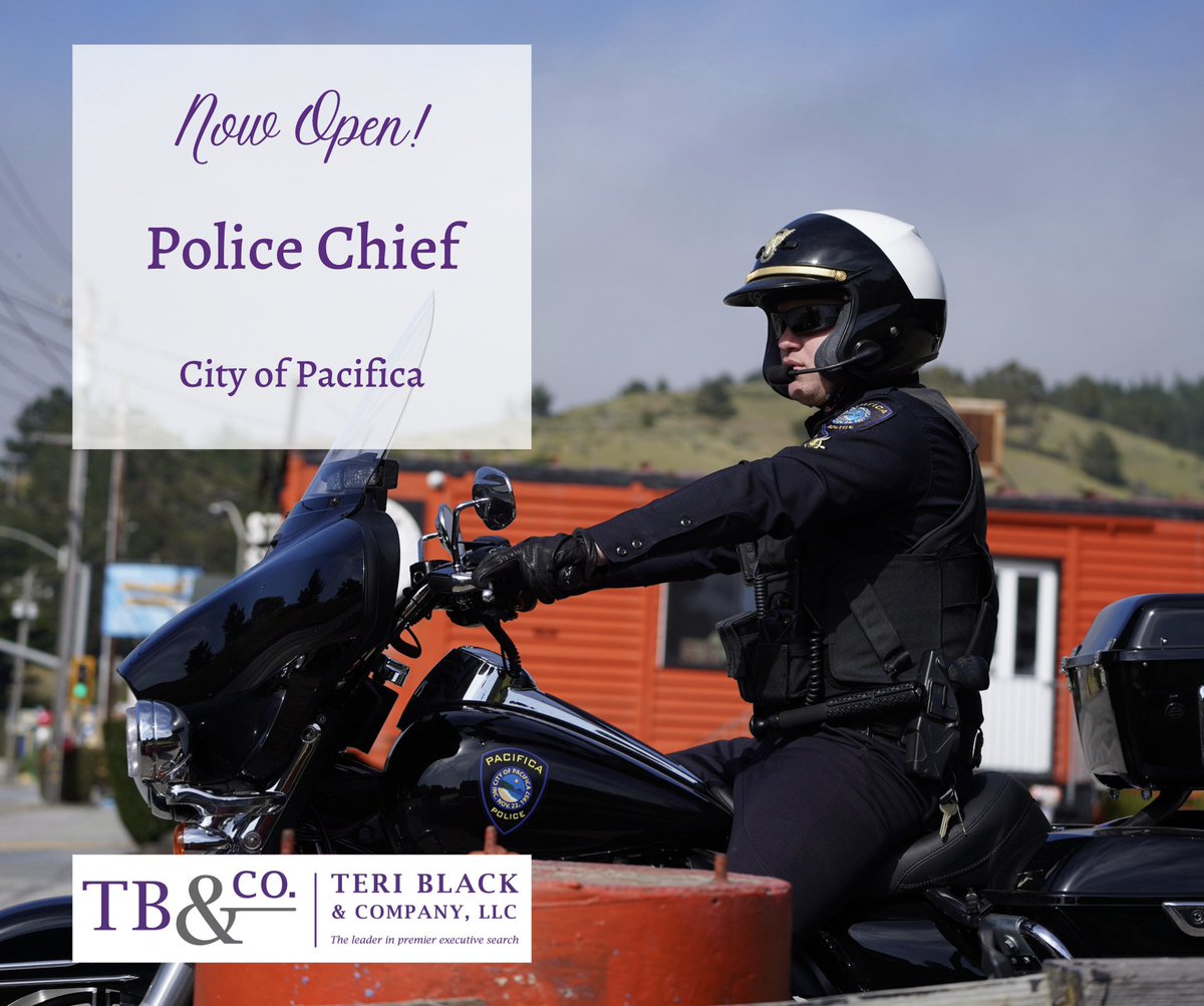 Teri Black & Co. LLC (@tbcrecruiting) on Twitter photo Progressive LE leaders who love knowing every member of your dept & engaging with a family-oriented community, check out Pacifica Police Chief. Ocean view = mega perk. Open ‘til 11/13. bit.ly/pacificacop #policechief #CommunityPolicing Progressive LE leaders who love knowing every member of your dept & engaging with a family-oriented community, check out Pacifica Police Chief. Ocean view = mega perk. Open ‘til 11/13. bit.ly/pacificacop #policechief #CommunityPolicing