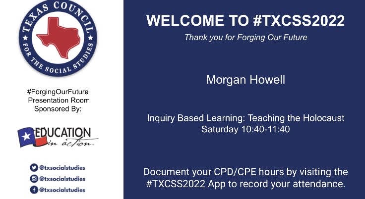 TXSSMitchell's tweet image. Great Session! Inquiry Based Learning - “Triggering curiosity” ⁦@TxSocialStudies⁩ ⁦@KleinSocStudies⁩  #TXCSS2022