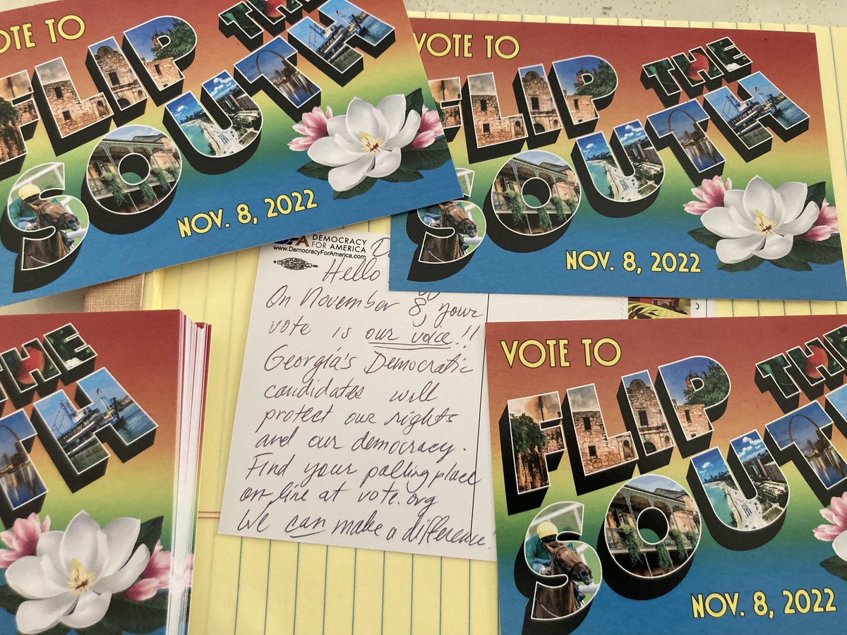 tallwatcher's tweet photo. Excited to get my postcards in to the mail to Georgia voters.
#VoteBlue
#VoteKempOut
#VoteWarnock
#VoteBlueToSaveDemocracy
#MailOurWayToTheMidterms https://t.co/A61VSxMAw2
