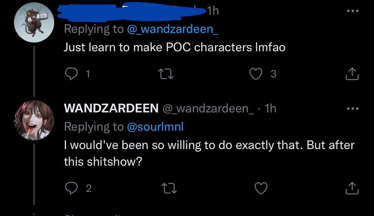 pearsonstephenm's tweet photo. @femmempress This person really said “I will now actively be racist and not learn how to draw POC because people are mean to me.”

Also, he’s really saying he can’t draw POC skin tones but the blue eyes on Kamala are not a lack of skill but a choice. https://t.co/od6uLwmODJ