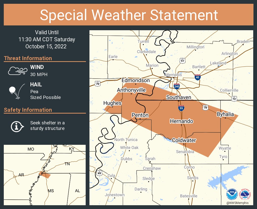 NWS Memphis on Twitter "A special weather statement has been issued