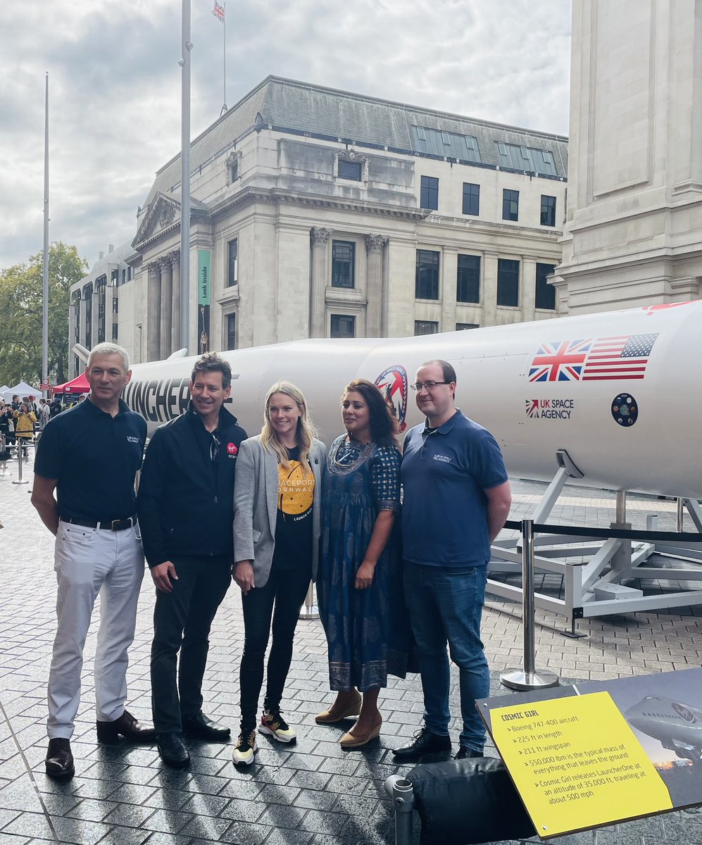 Great to have Science Minister <a href="/Nus_Ghani/">Nusrat Ghani MP</a> with us today to open the LauncherOne exhibit outside the <a href="/sciencemuseum/">Science Museum</a> 

The replica rocket is on display this weekend, as we count down to the first ever satellite launch from the UK 🚀 

<a href="/SpaceCornwall/">Spaceport Cornwall</a> <a href="/VirginOrbit/">Virgin Orbit</a>