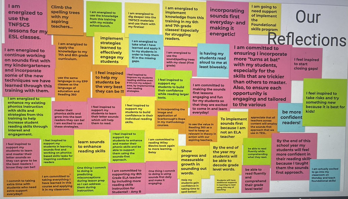 Just a few of the final reflections from #erttraining ! Working alongside these educators over the past month has truly been inspiring! If you’re wondering what makes TN teachers special, check out some of these reflections #reading360 <a href="/TN_Literacy/">#LiteracyMatters Tennessee</a> <a href="/TNTP/">TNTP</a>
