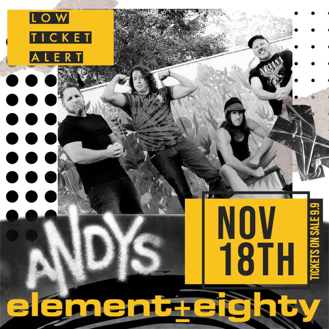 LOW TICKET ALERT!!! Get your tickets now for our November show at Andy’s