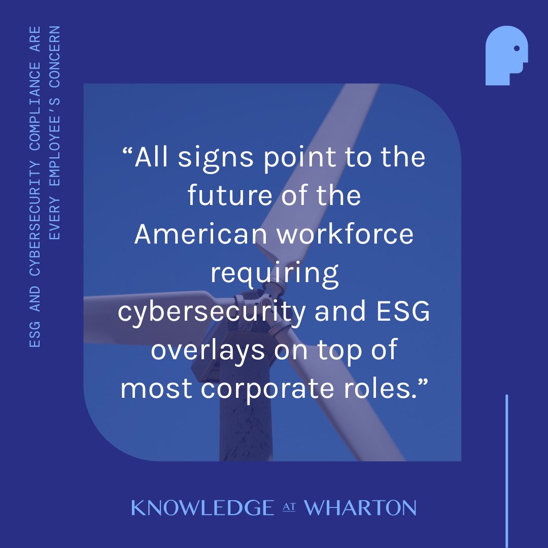 .<a href="/Wharton/">The Wharton School</a>'s <a href="/LeezaGarber/">Leeza Garber</a>, and <a href="/AllisonJegla/">Allison Jegla</a> of <a href="/100WomenFinance/">100 Women in Finance</a> wrote about the growing need for organizations to train employees at all levels in #cybersecurity and #ESG. whr.tn/3RTHs2z