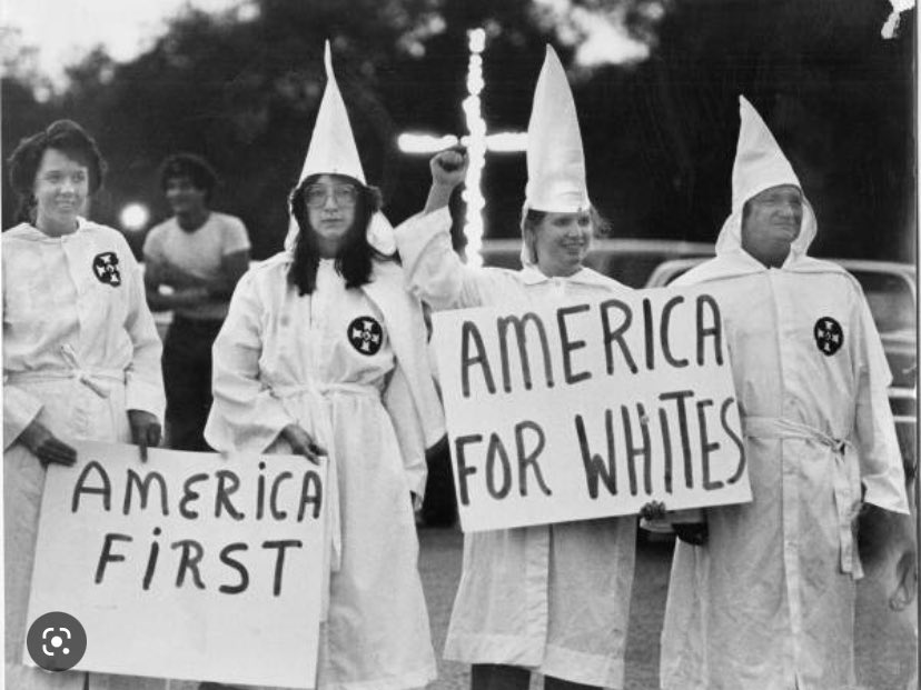 LettyLand1's tweet photo. @pdbaker1 @rmayemsinger @thewtt This is why it’s important to teach history… America first was a slogan for the kkk. MAGA is a dog whistle &amp; has become synonymous with white supremacy, white nationalist etc. Woke…has always been about expanding your understanding of race beyond your experiences. https://t.co/RHRuwHR87c