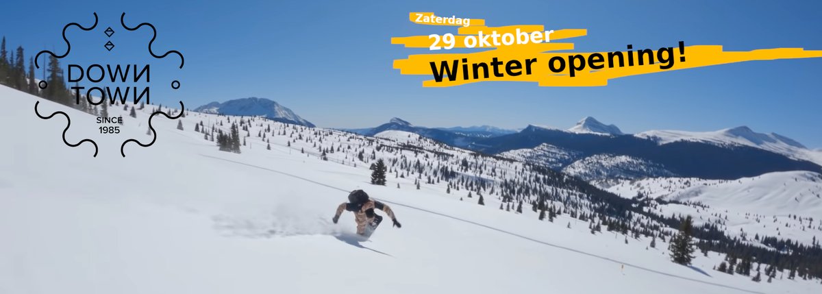 Zaterdag 29 oktober: Winter opening!

Wax actie: 15 Euro, gratis goodie bag, goggle winnen, wax workshop, happie, drankie, collectie 2022/2023, bij zijn!

Meer weten?downtown.nl/blog/detail/sC…
