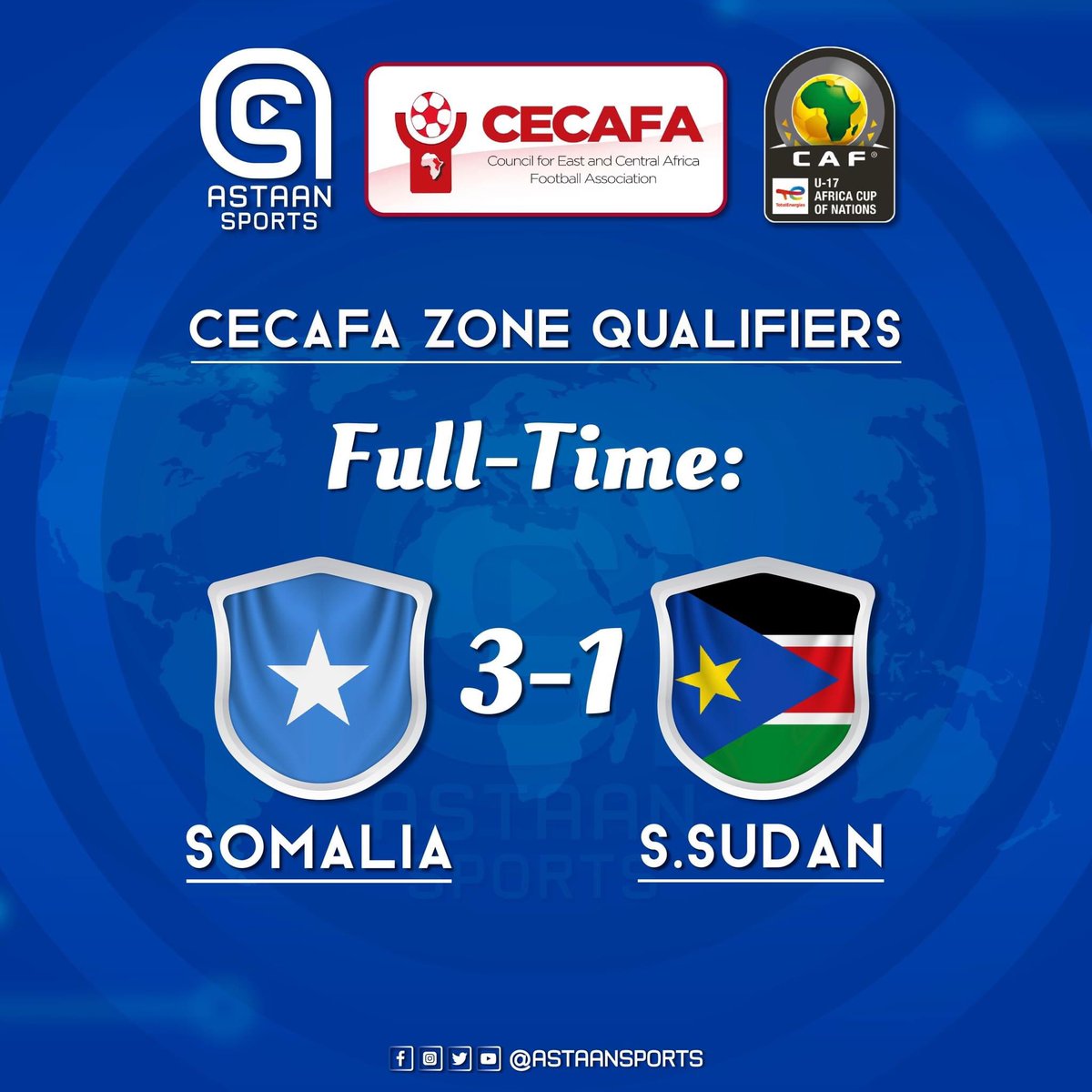 su_ca20's tweet photo. Hambalyo Xulka Qaranka Kubadda Cagta 17 jirrada Soomaaliya oo maanta ku guuleystay Koobka Bariga iyo Bartamaha Afrika. 

Waa guul taariikhi ah oo Soomaali u soo hoyatey.

#Oceanstars 
#HambalyoSoomaaliya https://t.co/iLmv8Rb2bl