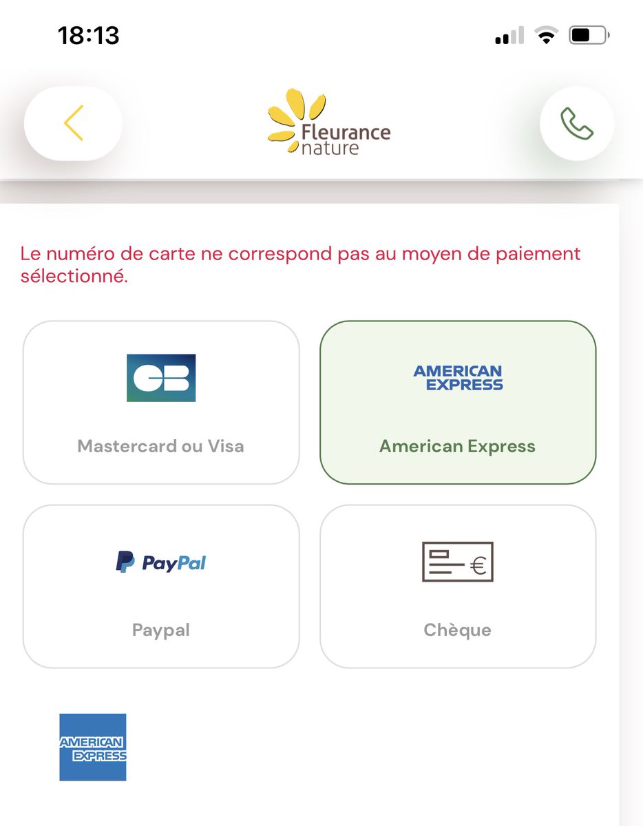 mavienumerique's tweet photo. Si vous ne savez pas gérer la carte ⁦@AmericanExpress⁩ ne vous étonnez pas qu’on ne commande pas chez vous.
Après le code réduction incopiable…
Parcours client désastreux.
⁦@FleuranceNature⁩ https://t.co/yhkZgN5tPw