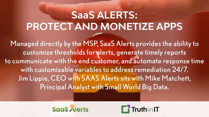 Jim Lippie (<a href="/jimlippie/">jim lippie</a>), CEO with <a href="/SaasAlerts/">SaaS Alerts</a>, and Mike Matchett, Analyst with <a href="/smworldbigdata/">Mike Matchett</a>, discuss the responsibilities that #MSPs take on for their customers and how #SaaS Alerts can be a necessary layer of #DataSecurity. Watch the interview here -> truthin.it/SaaSAlerts