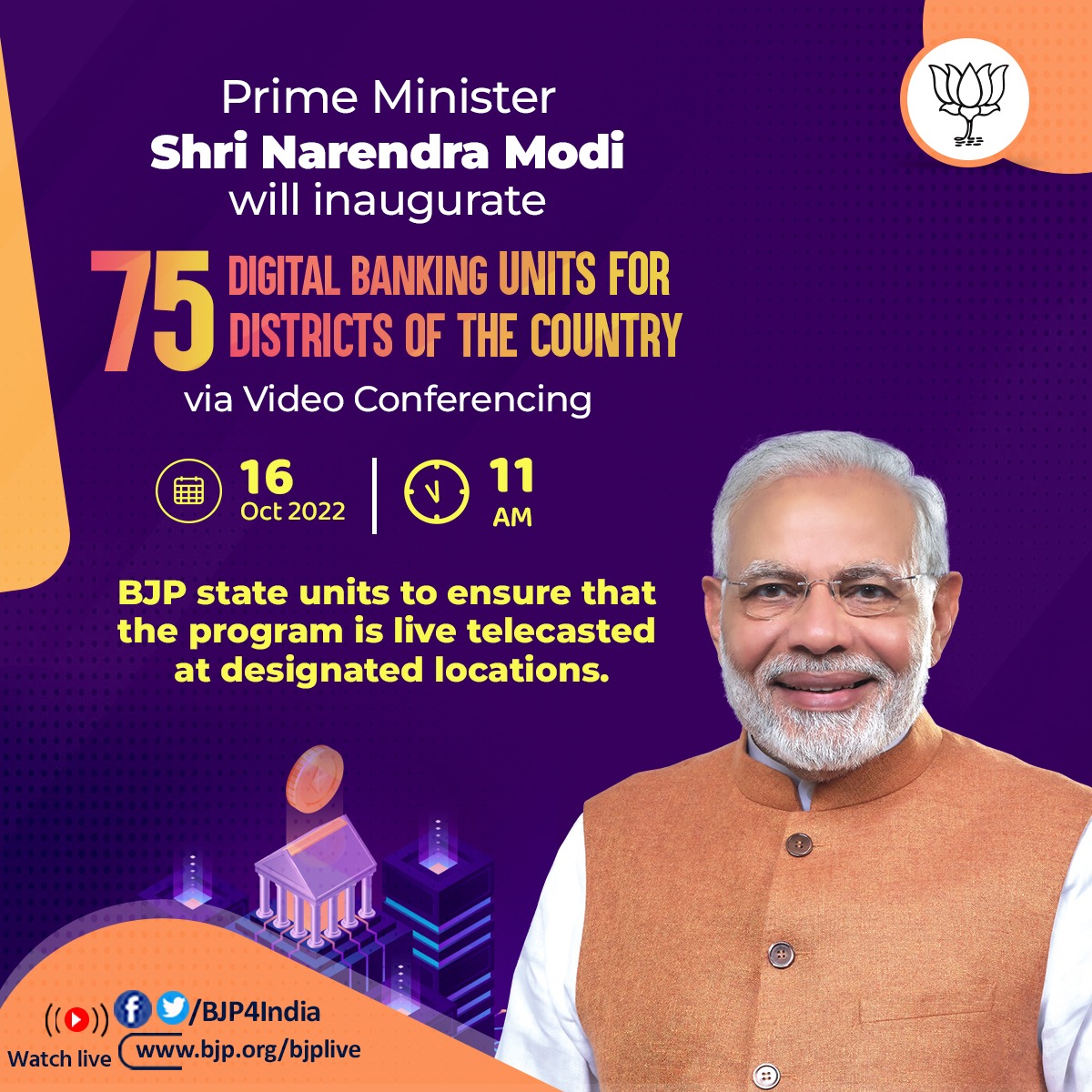 BJP on Twitter "PM Shri narendramodi will dedicate 75 Digital Banking