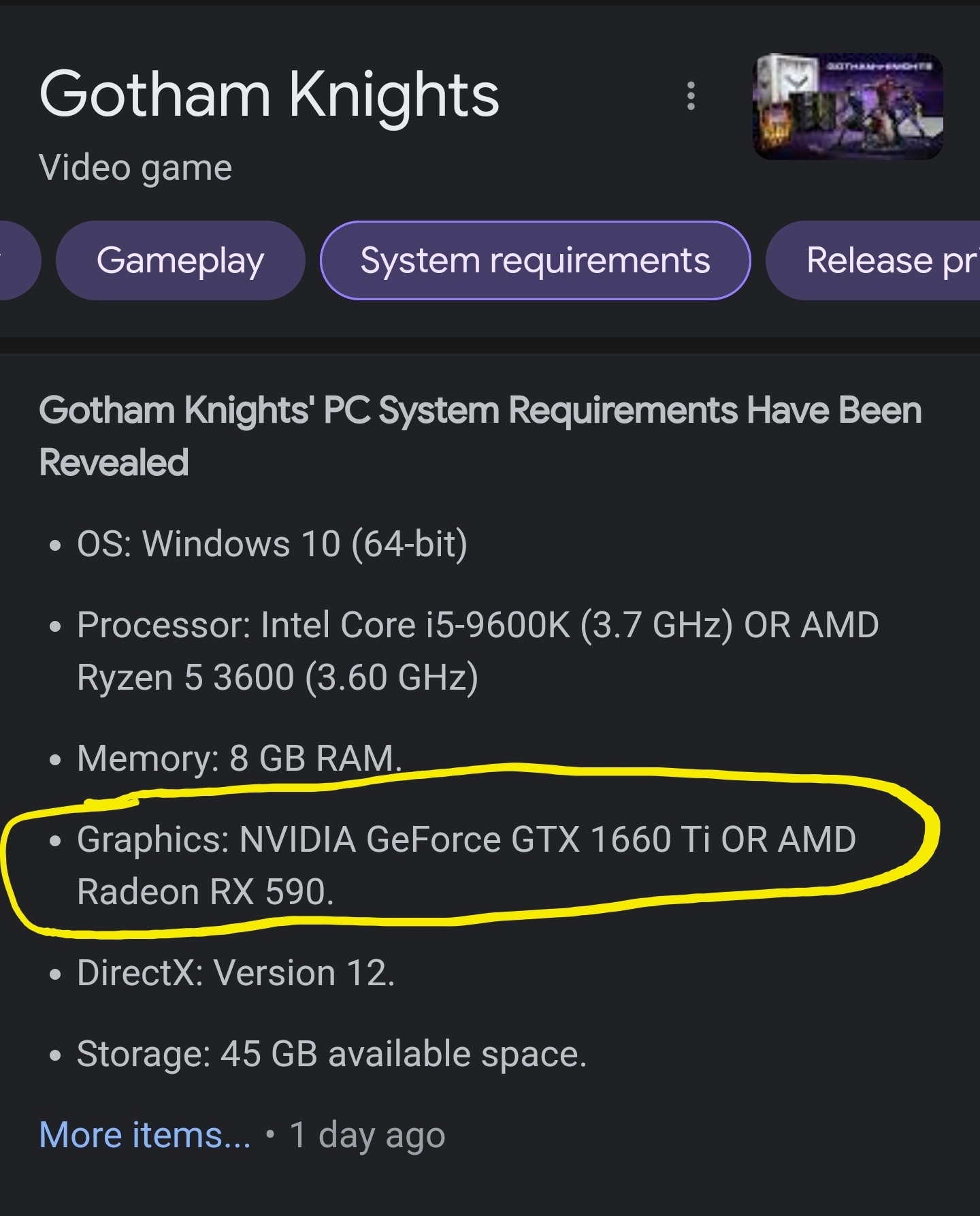 Gotham Knights system requirements