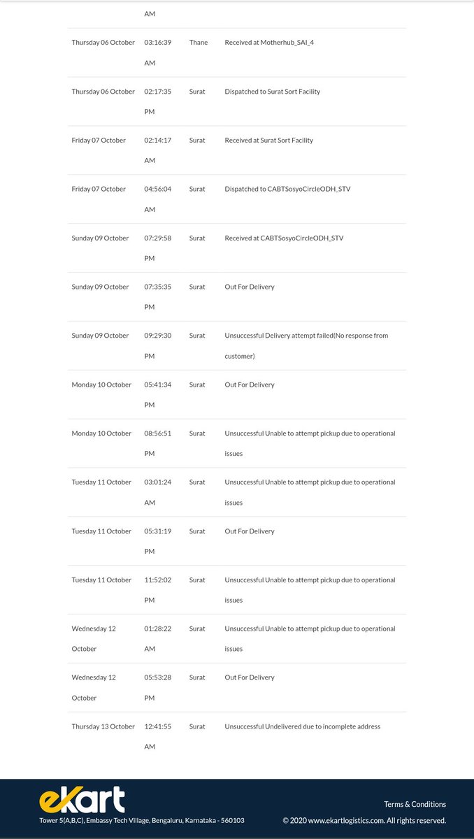 Capriakans's tweet photo. #flipkartscam @flipkartsupport 
No activity in delivery and you have no control over the same. Shame on such service. #banflipkart #boycottflipkart https://t.co/SHubZswUCf
