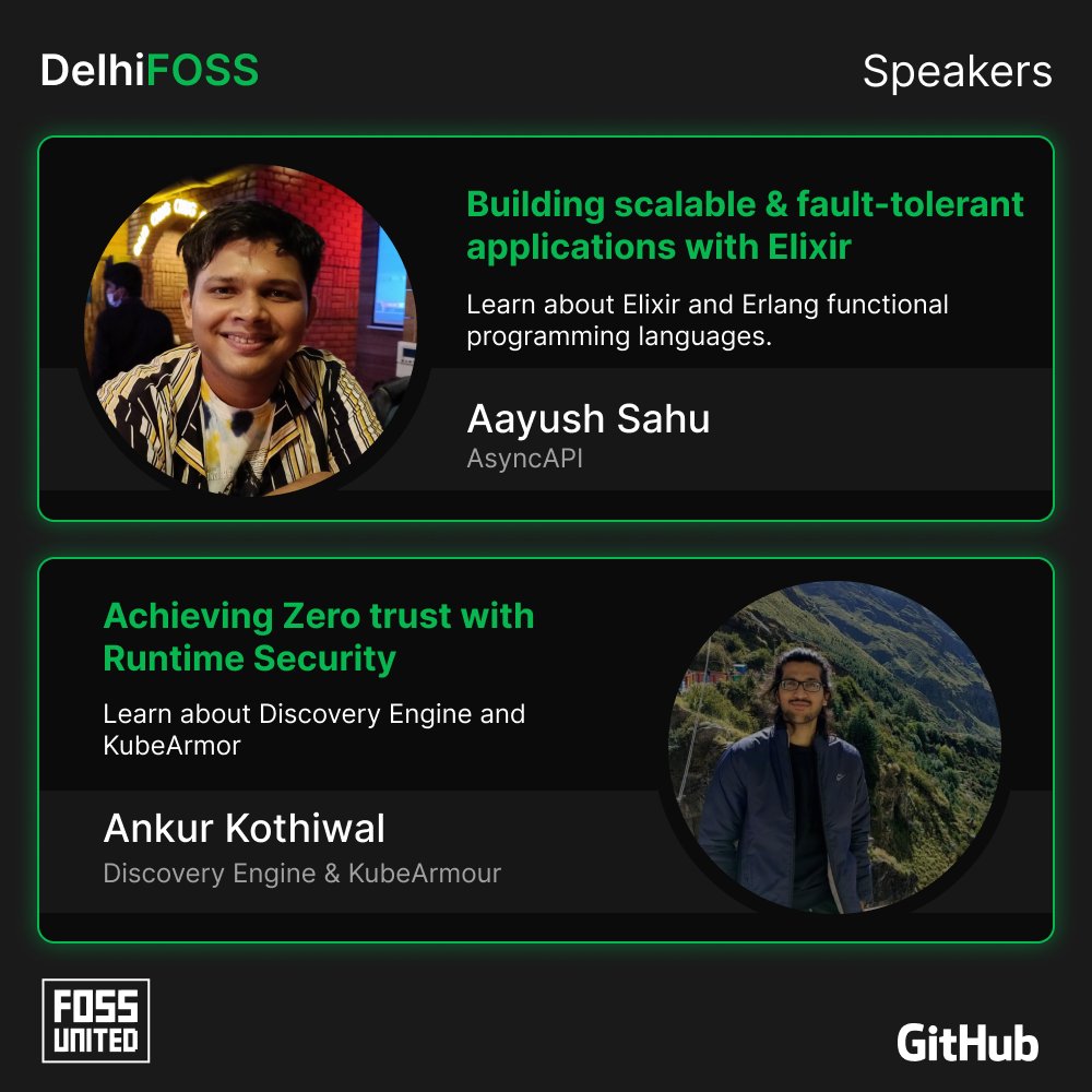 FOSSUnitedDelhi's tweet photo. Know more about the talks!

Aayush will tell you all about building scalable, fault-tolerant &amp; highly available applications with Elixir. 

Ankur will share about achieving Zero Trust with Runtime Security.

Tickets: https://t.co/129NVE9rGJ

@aayushmau5 @Knownymous1 #DelhiFOSS https://t.co/SgqcCFCMZW
