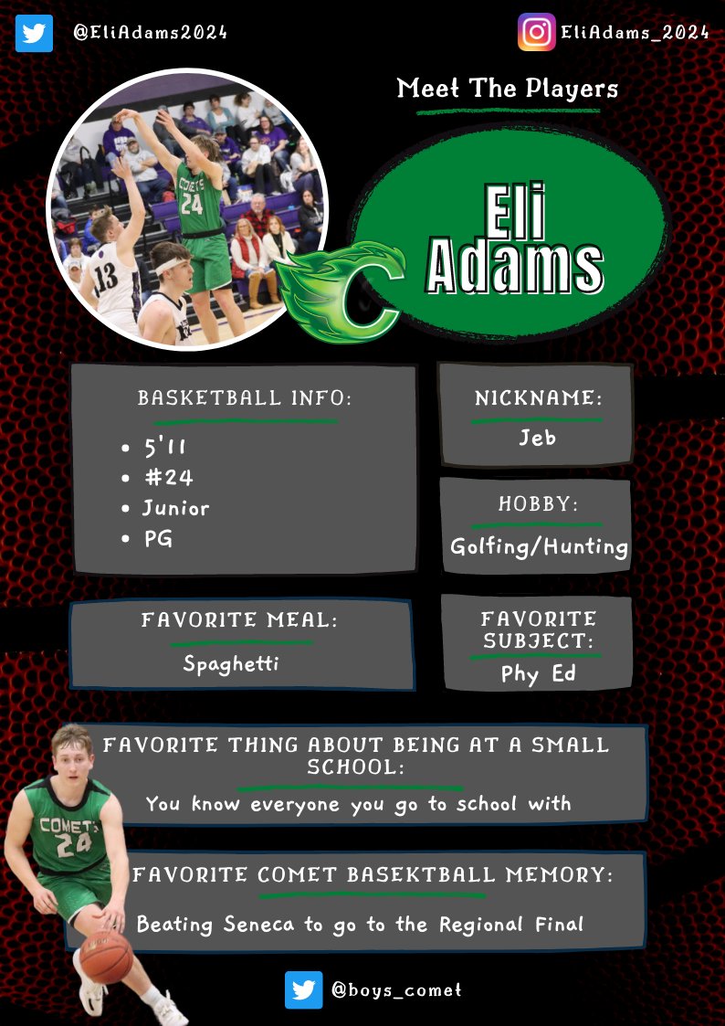 Here's a Saturday edition of Meet the Players.  Junior guard Eli Adams!